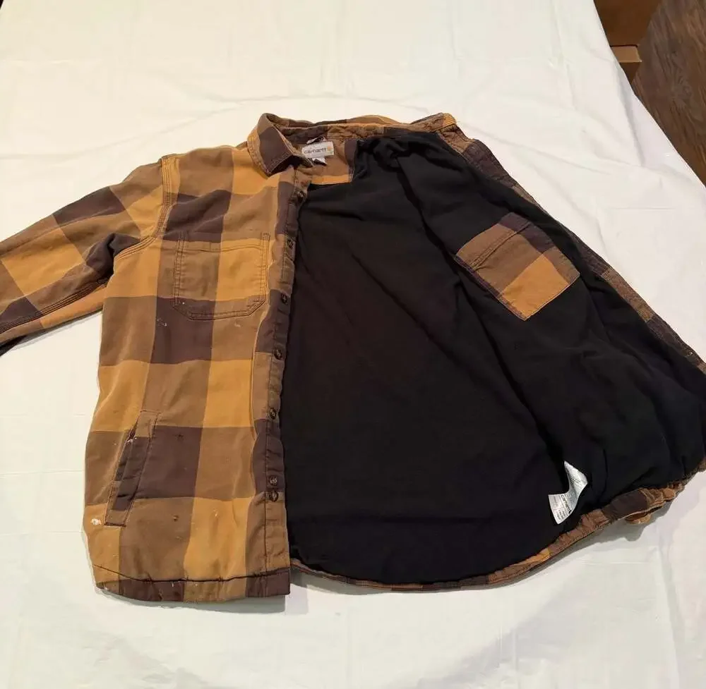 Carhartt Hubbard Sherpa-Lined Plaid Shirt Jacket Size Large